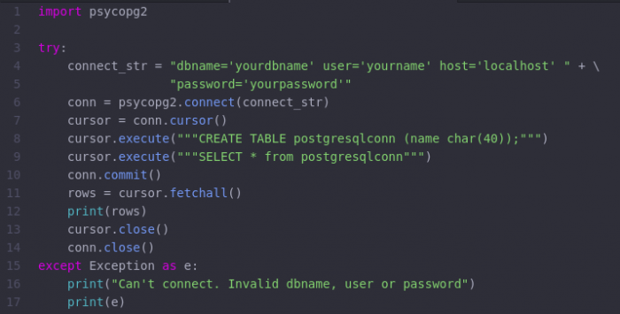 Connecting PostgreSQL to your script (Python)